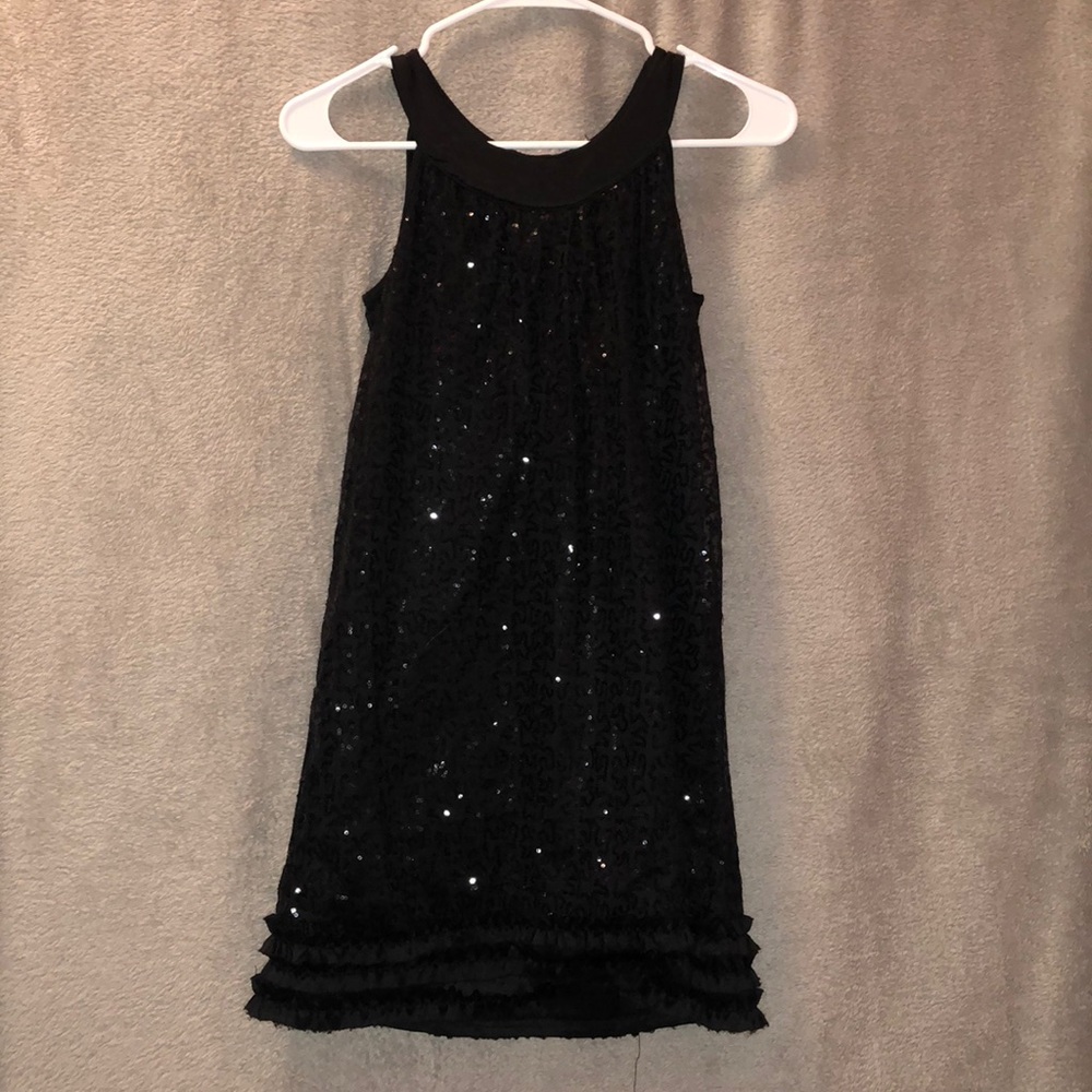Girls Sequined Black Dress SZ: 12